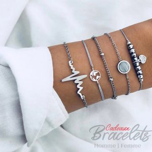 Ensemble de bracelets battement  de cœur pour femmes (lot de 5)