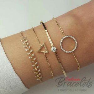 Ensemble de bracelets doré avec pierre en cristal (lot de 4)