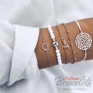 Ensemble de bracelets doré fleur love (lot de 5)