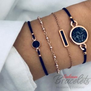 Ensemble de bracelets doré avec deux ronds (lot de 4)