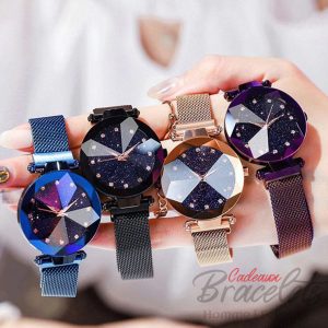 Montre magnétique ciel étoilé rond